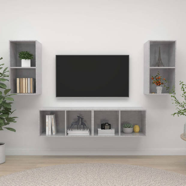 The Living Store TV-Meubelset - 37 x 37 x 72 cm - Betongrijs