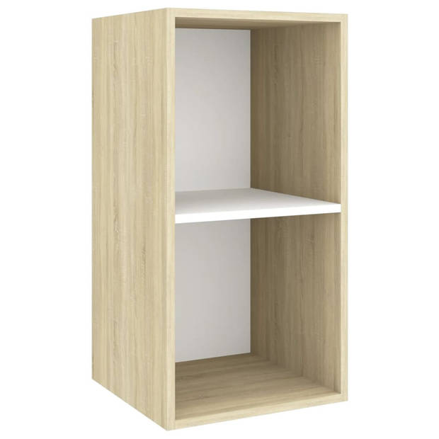 The Living Store Tv-meubelset - wit en sonoma eiken - 37 x 37 x 72 cm - 4 stuks