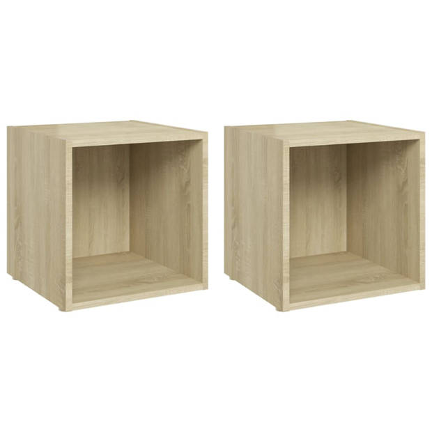 vidaXL Tv-meubelen 2 st 37x35x37 cm bewerkt hout sonoma eikenkleurig