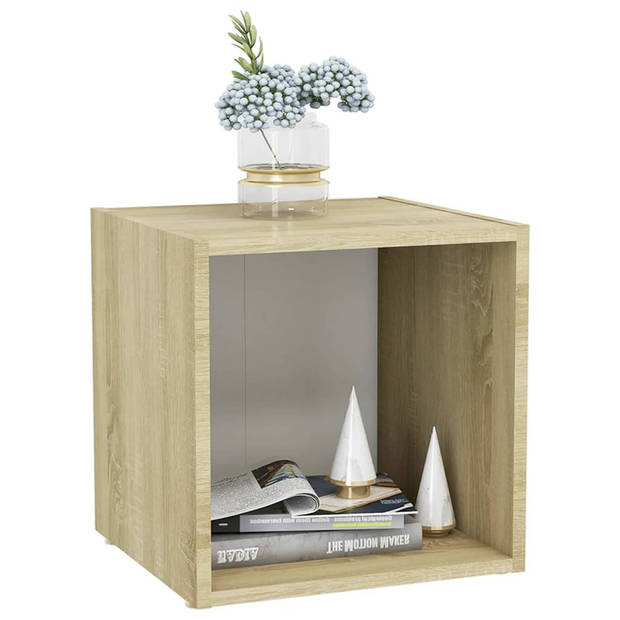 vidaXL Tv-meubelen 2 st 37x35x37 cm bewerkt hout wit sonoma eikenkleur