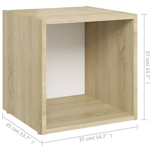 vidaXL Tv-meubelen 2 st 37x35x37 cm bewerkt hout wit sonoma eikenkleur