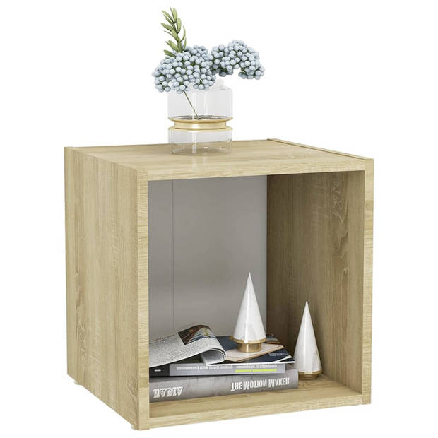 vidaXL Tv-meubelen 4 st 37x35x37 cm bewerkt hout wit sonoma eikenkleur