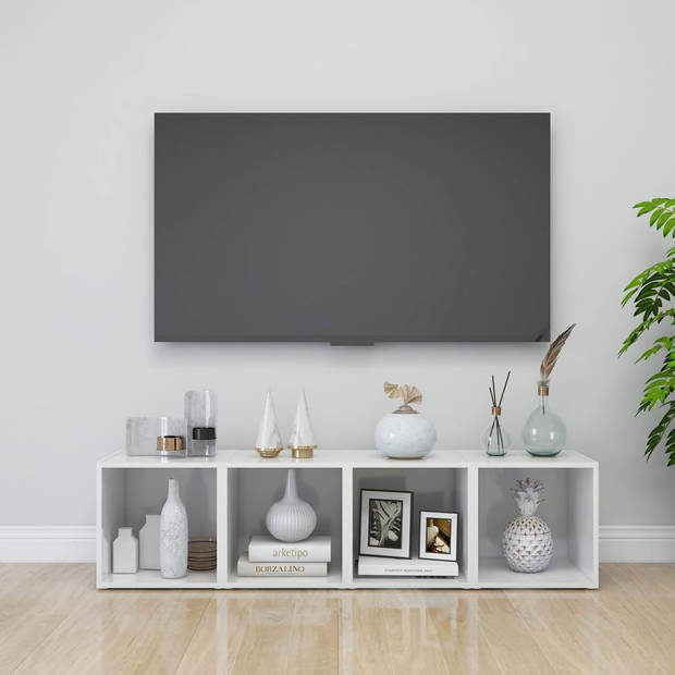 vidaXL Tv-meubelen 2 st 37x35x37 cm bewerkt hout hoogglans wit