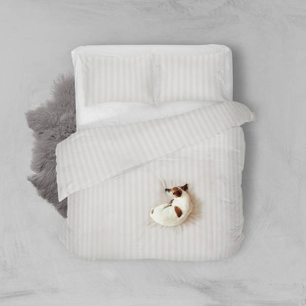 Elegance Dekbedovertrek Hotel Kwaliteit Satijn Streep - wit 140x200/220cm