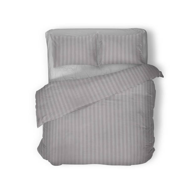 Elegance Dekbedovertrek Hotel Kwaliteit Satijn Streep - licht grijs 240x200/220cm