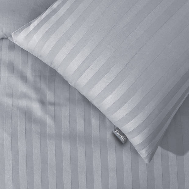 Elegance Dekbedovertrek Hotel Kwaliteit Satijn Streep - licht grijs 260x200/220cm
