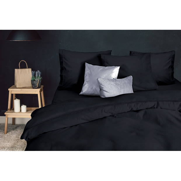 Elegance Dekbedovertrek Uni Percal Katoen Met Bies - black 260x200/220cm