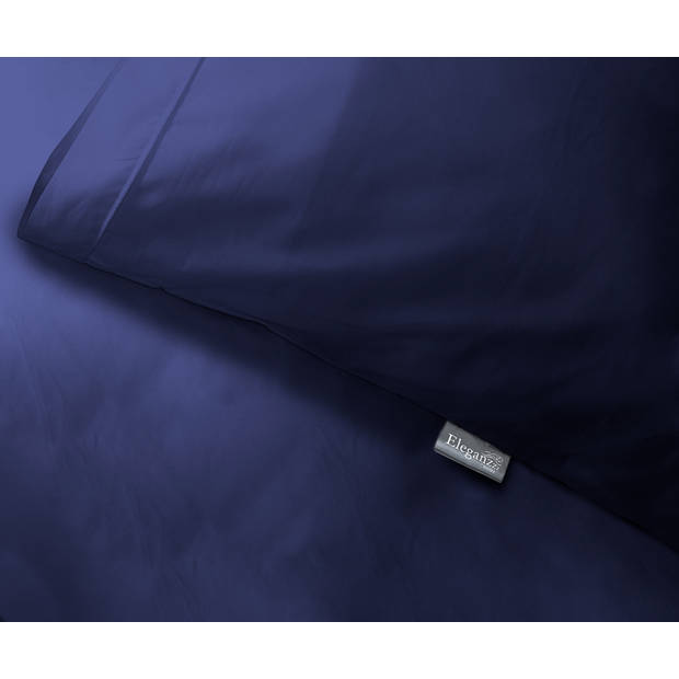 Elegance Dekbedovertrek Uni Percal Katoen Met Bies - dark blue 200x200/220cm