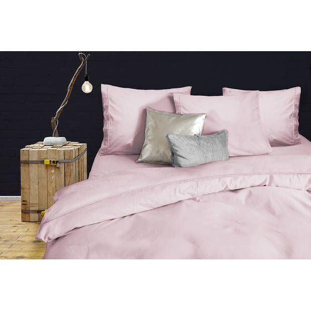 Elegance Dekbedovertrek Uni Percal Katoen Met Bies - roze 260x200/220cm