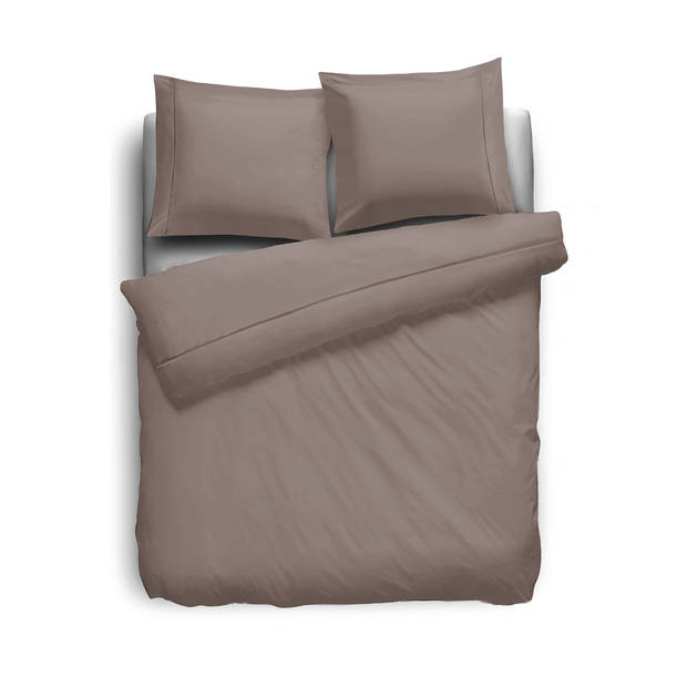 Elegance Dekbedovertrek Uni Percal Katoen Met Bies - taupe 200x200/220cm