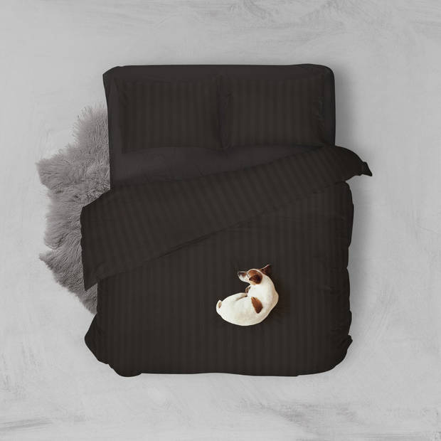 Elegance Dekbedovertrek Hotel Kwaliteit Satijn Streep - black 140x200/220cm