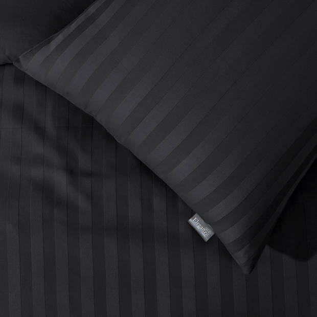 Elegance Dekbedovertrek Hotel Kwaliteit Satijn Streep - black 260x200/220cm