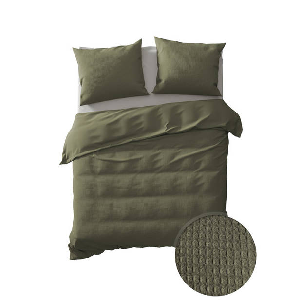 Geel dekbedovertrek Cialda - Army Groen - Lits-jumeaux 240x200/220 cm