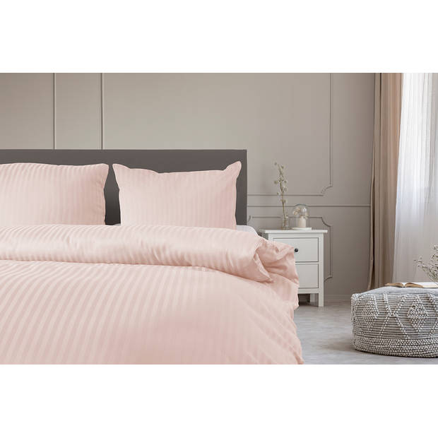 Elegance Dekbedovertrek Hotel Kwaliteit Satijn Streep - blush 260x200/220cm