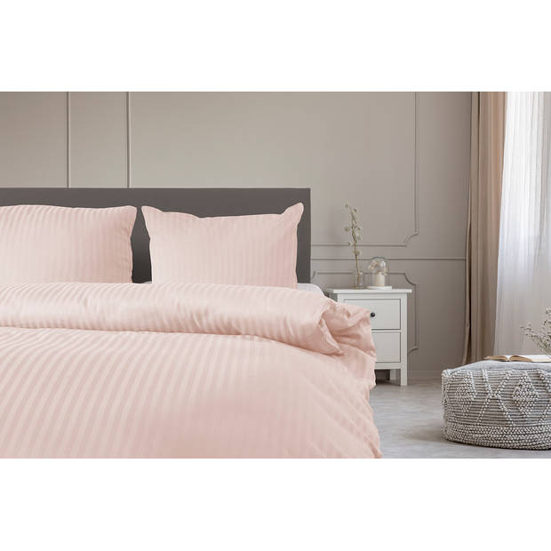 Elegance Dekbedovertrek Hotel Kwaliteit Satijn Streep - blush 140x200/220cm