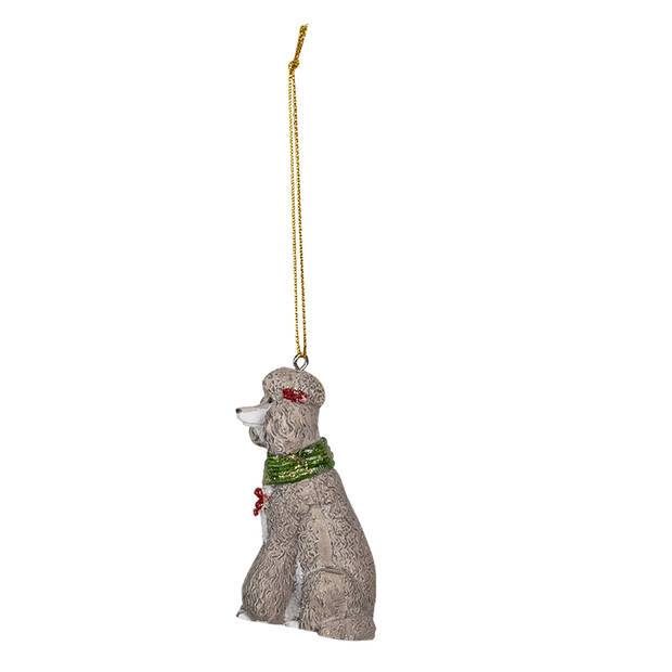 Clayre & Eef Grijze Decoratie hanger hond 5*3*8 cm 6PR3490