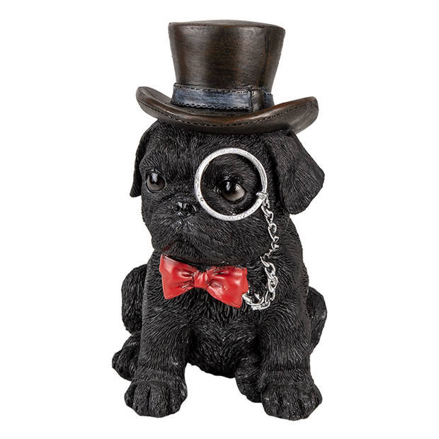 Clayre & Eef Zwarte Decoratie hond 13*9*17 cm 6PR3369