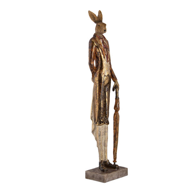 Clayre & Eef Rode Decoratie konijn met paraplu 11*9*51 cm 6PR3497