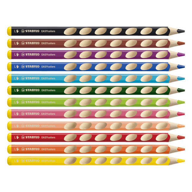 Stabilo potlood Easycolors etui 12 stuks voor linkshandigen