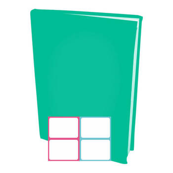 Rekbare boekenkaften A4 - Turquoise Groen - 6 stuks inclusief kleur textiel labels