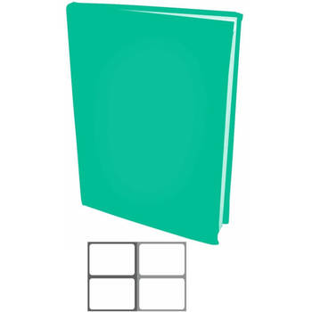 Rekbare boekenkaften A4 - Turquoise Groen - 12 stuks inclusief Grijze labels