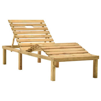 The Living Store Loungebed The Living Store - Loungebed - Hout - 200x70x(31.5-77) cm - Verstelbare rugleuning en