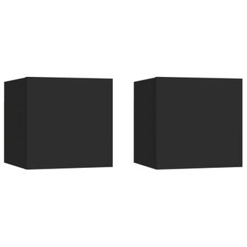 vidaXL Nachtkastjes 2 st 30,5x30x30 cm spaanplaat zwart