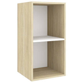 vidaXL Tv-wandmeubel 37x37x72 cm bewerkt hout sonoma eikenkleur en wit