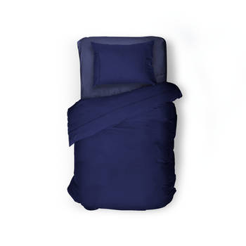 Elegance Dekbedovertrek Uni Percal Katoen Met Bies - dark blue 140x200/220cm