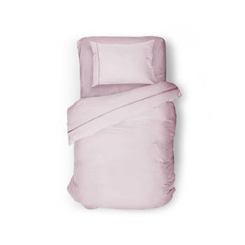 Elegance Dekbedovertrek Uni Percal Katoen Met Bies - roze 140x200/220cm