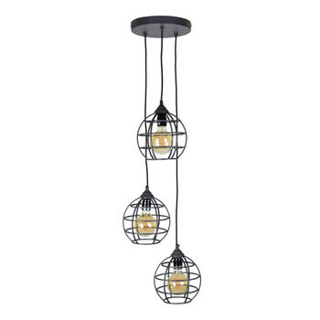 Blokker Urban Interiors Hanglamp Globe 3-Lichts Zwart aanbieding