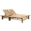 The Living Store Ligstoel - Bamboe - 200 x 130 cm - Grijs kussen