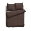 Elegance Dekbedovertrek Uni Percal Katoen Met Bies - brown 200x200/220cm