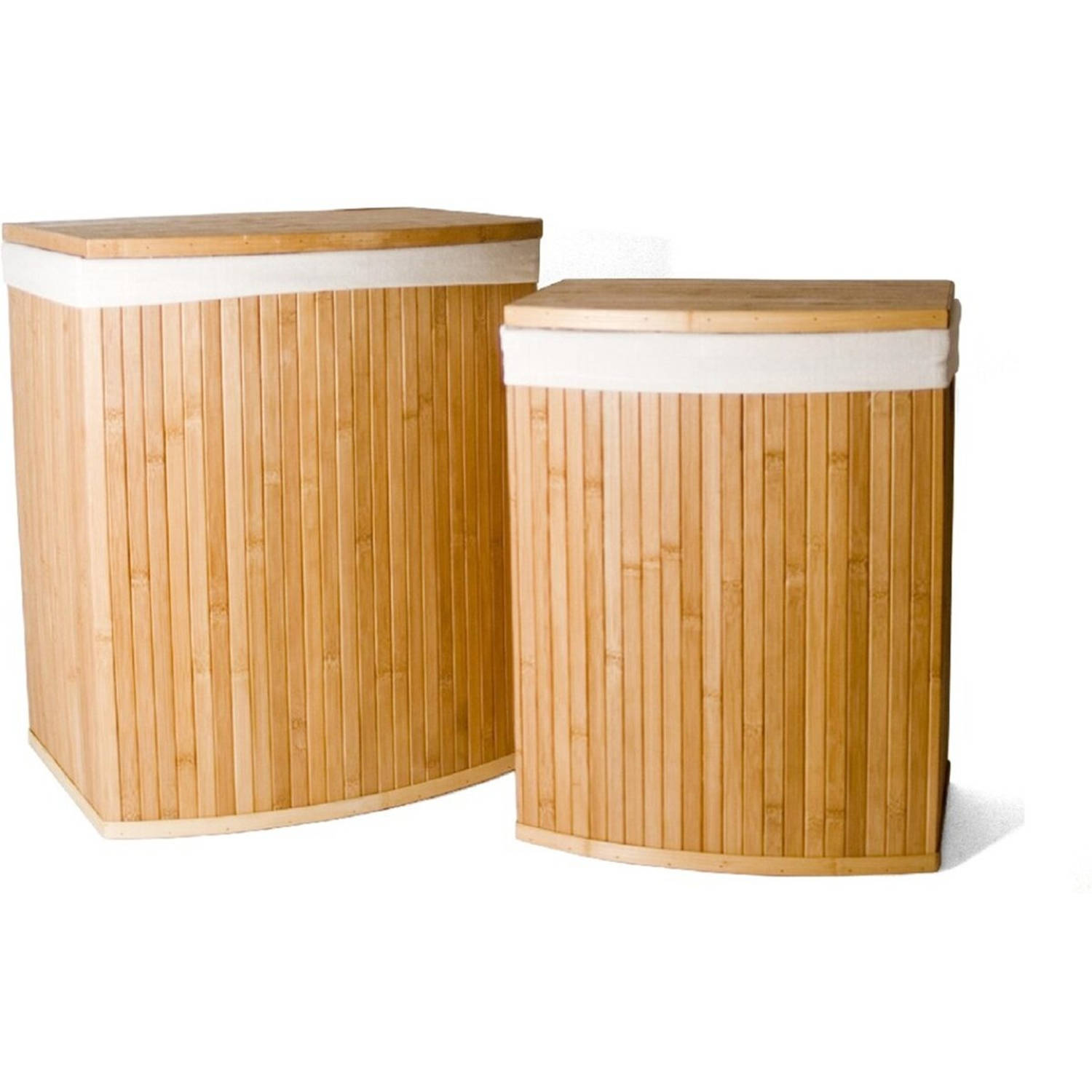 2-Delige Wasmanden met deksel Wasmand Duurzaam waszak katoen Wasmand bamboe 50liter - Wasmanden 44 X 52 Cm Bamboe