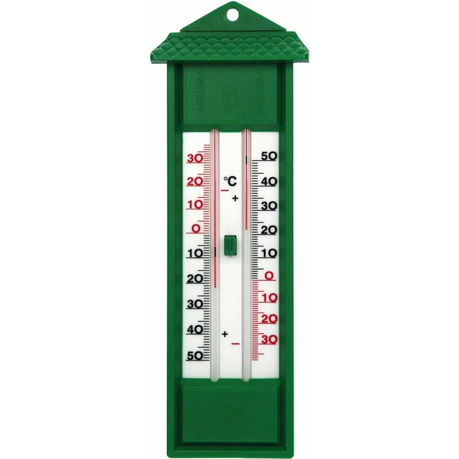 Thermometer min/max - groen - kunststof - 31 cm - Buitenthermometers