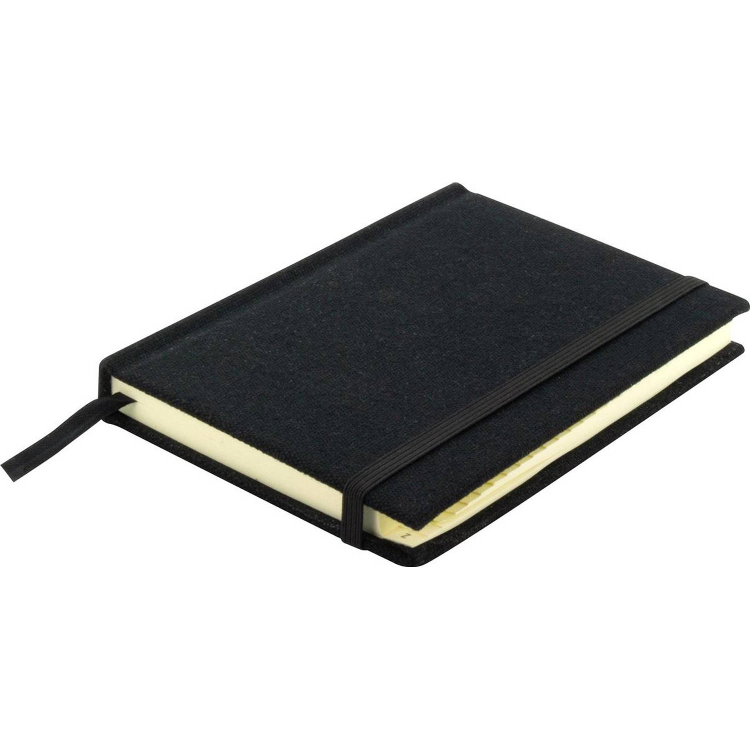 Alfabetboek Kangaro A6 A-Z linnen hard cover zwart, 208 pagina&apos;s, leeslint, elastiek