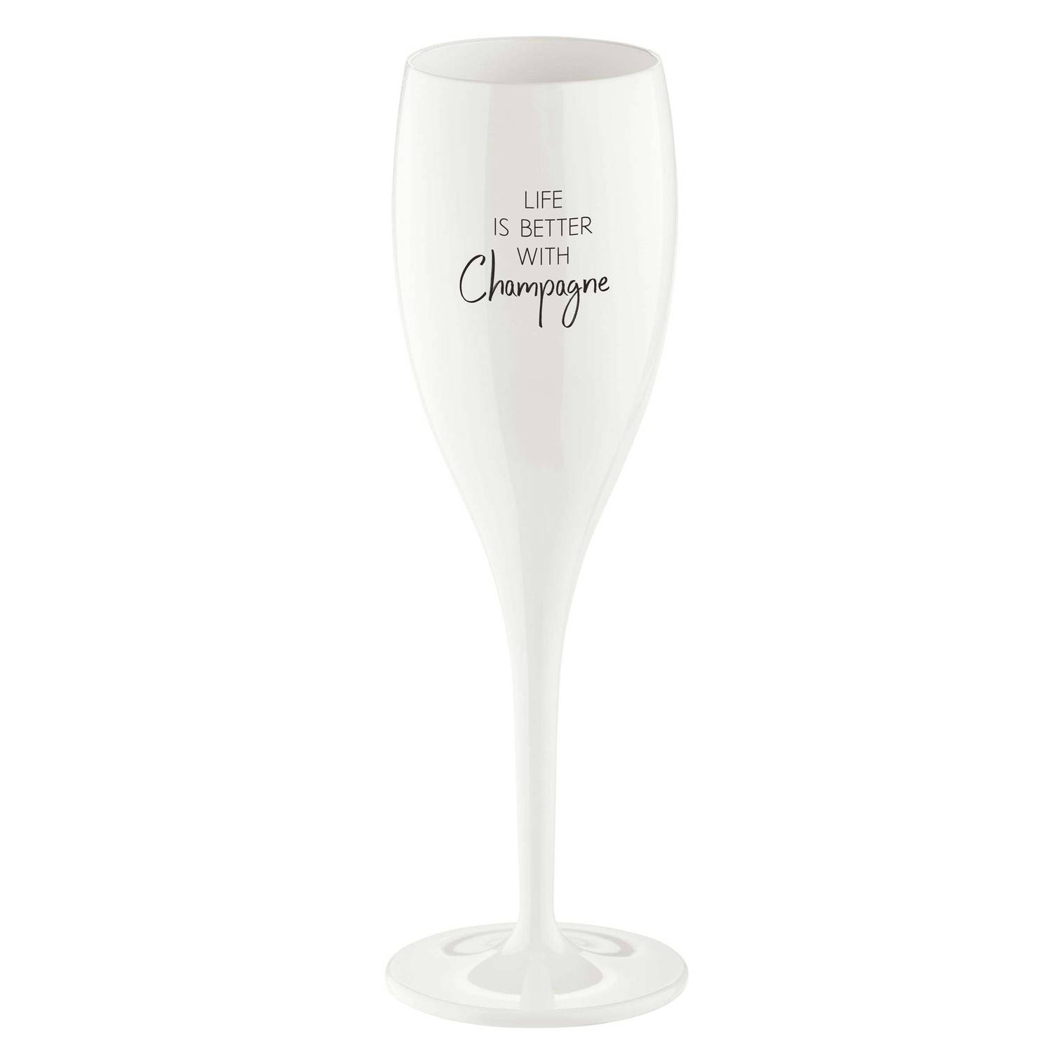 Koziol - Superglas Cheers No. 1 Champagneglas Life is Better with Champagne - Kunststof - Wit