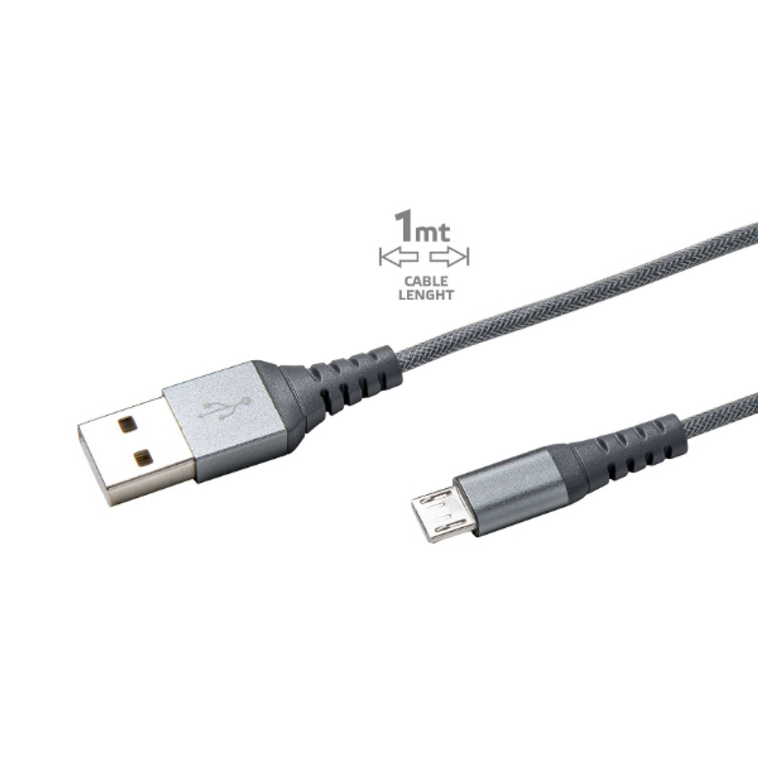 Celly - Micro-USB Kabel Nylon, Grijs - Celly