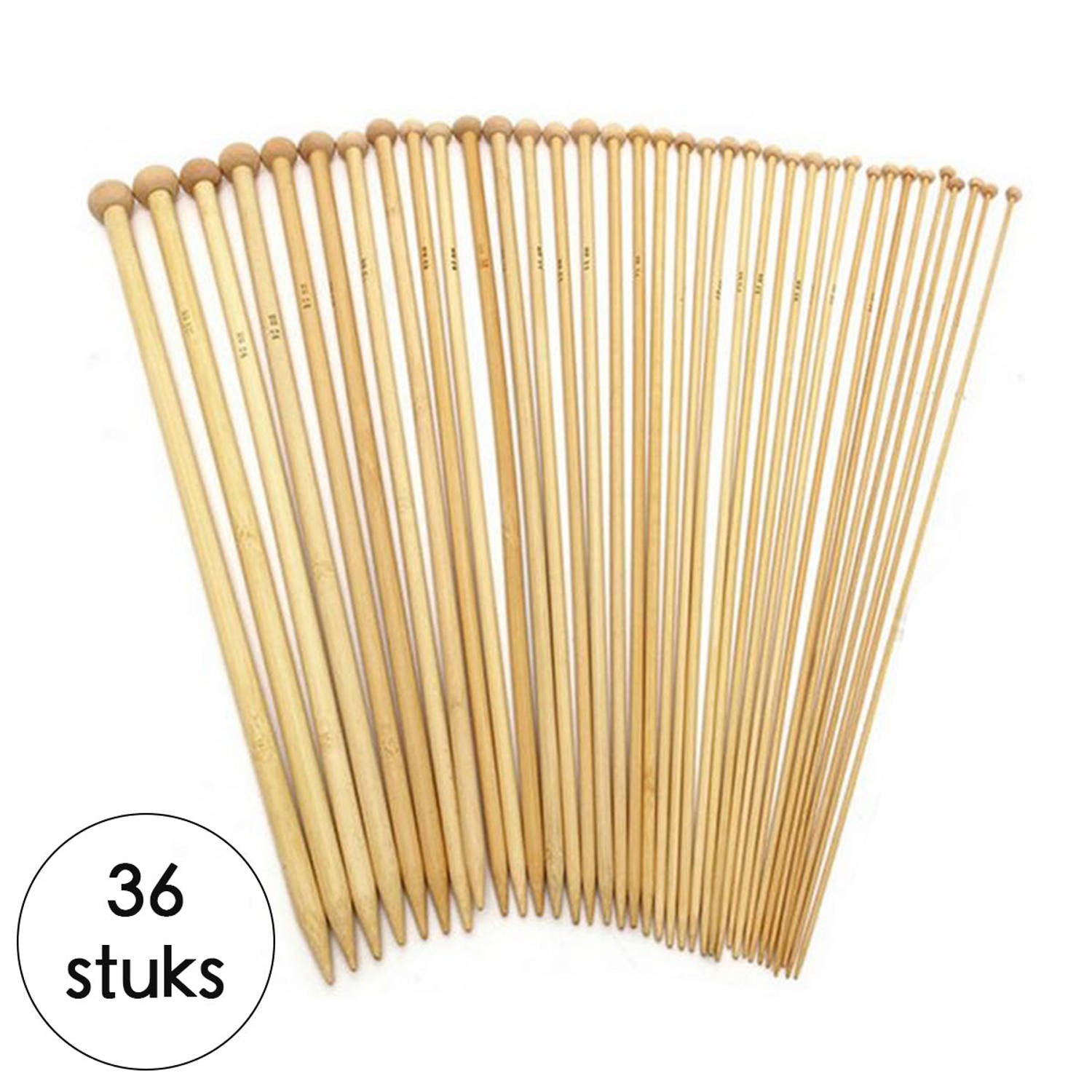 hardwerkend Mijlpaal gloeilamp Breinaalden Set Bamboe 36 Stuks 18 Verschillende Maten | Blokker
