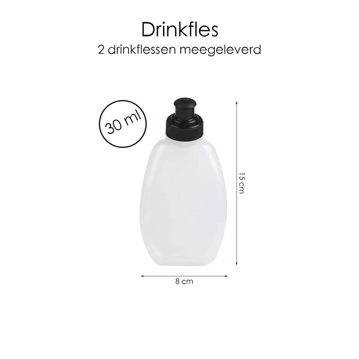 Regenboog Tomaat ontwikkeling Drinkgordel Met 2 Drinkflessen - Zwart - Hardloop Riem | Blokker