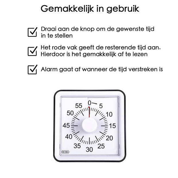 Leerklok voor Kinderen - Timer Kind - Vergaderklok - Aftelklok - Zwart