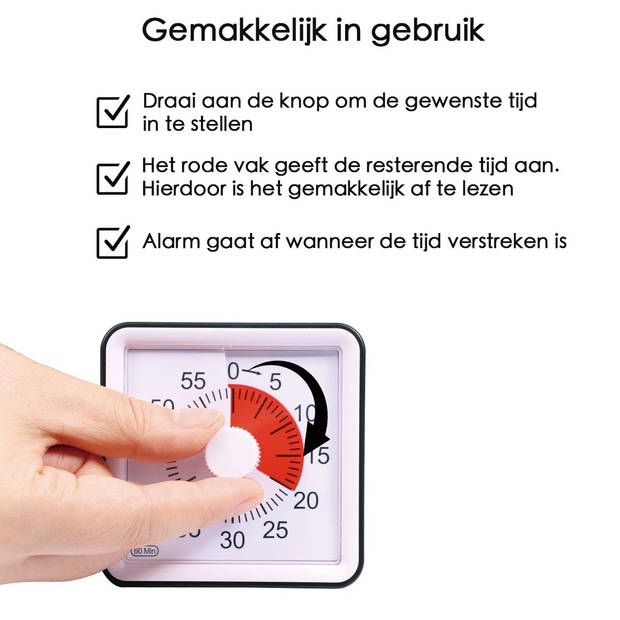 Leerklok voor Kinderen - Timer Kind - Vergaderklok - Aftelklok - Zwart