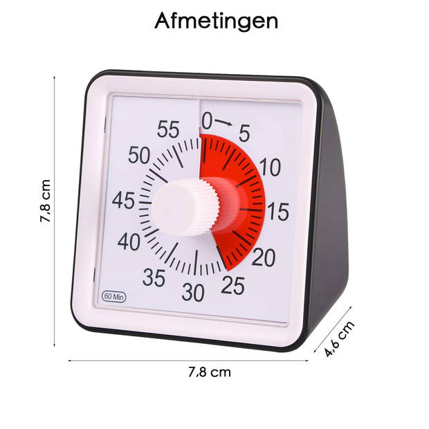 Leerklok voor Kinderen - Timer Kind - Vergaderklok - Aftelklok - Zwart