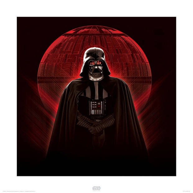 Kunstdruk Star Wars Rogue One Darth Vader and Death Star 40x40cm