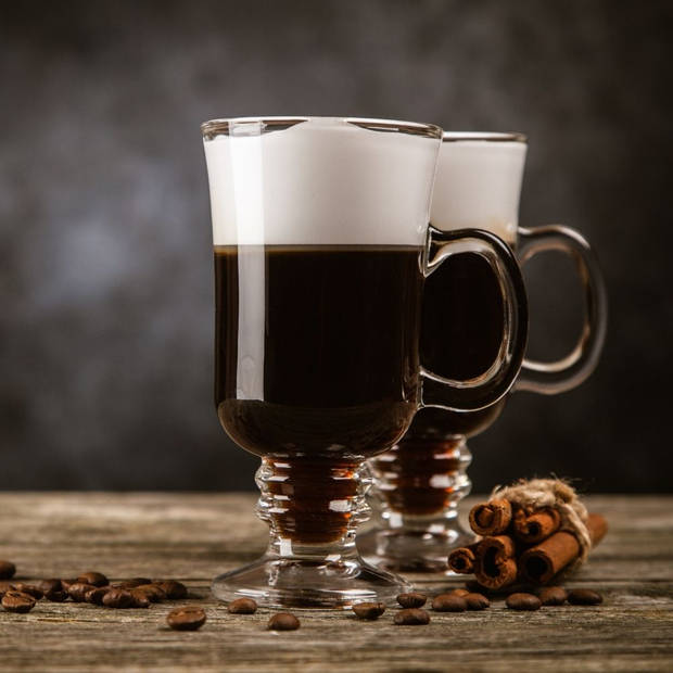 OTIX Irish Coffee glazen Latte macchiato Koffietassen 4 stuks 240ml Koffiekopjes Met oor