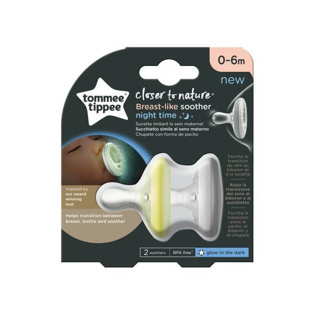 TOMMEE TIPPEE CTN Fopspeen - Natural Night Shape x2 0-6 maanden