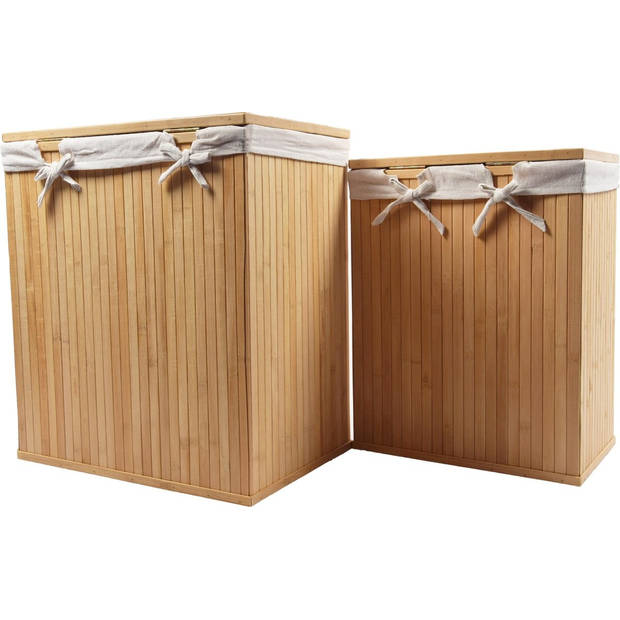 2-Piece Laundry Baskets with lid Laundry Basket Sustainable laundry bag cotton Bamboo laundry basket 64L / 33L