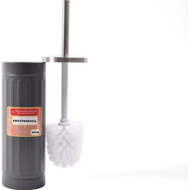 Set van 3x grijs Toiletborstel & Houder - Roestvrijstalen Toiletborstelhouder met Toiletborstel - 45x12cm - Mat Grijs