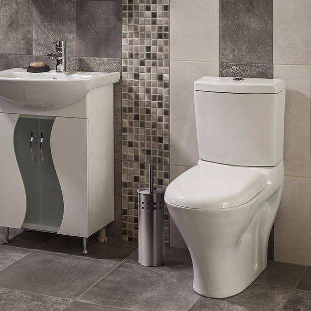 2 Stuks Toiletborstel RVS- geborsteld RVS - Wcborstel RVS Toiletborstel in houder - Toiletborstelhouder - Wc borstel