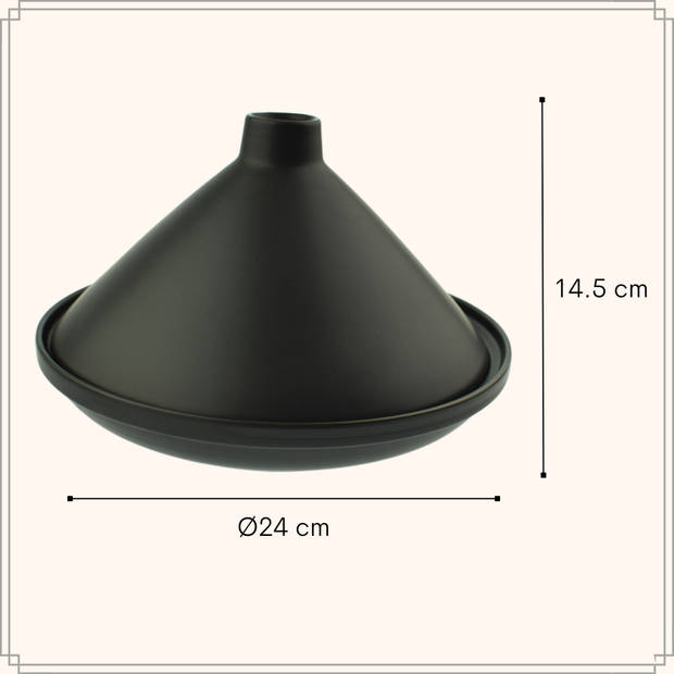 OTIX Tajine Pan - Voor Stoofgerechten - Inductie - Mat Zwart - 24 cm - Keramiek